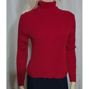 Vintage Jamie Scott Sweater Womens Large Knit Turtleneck Red‎ 90s Y2k Preppy